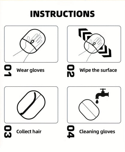 Upgraded Large Pet Hair Removal Gloves – Black Cat & Dog Grooming Mitts with Yellow Trim