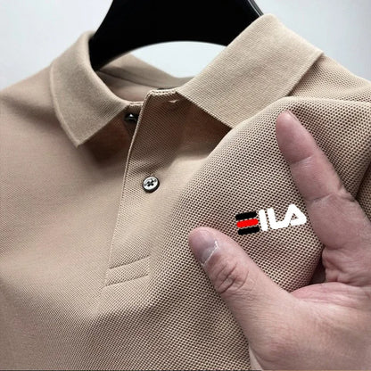 2025 Summer Men’s Embroidered Lapel Polo Shirt – Short Sleeve, Anti-Pilling, Casual Classic
