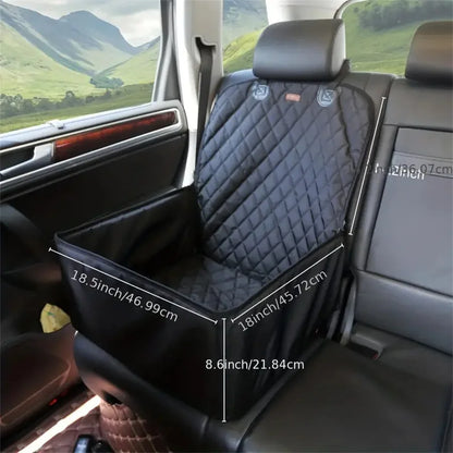 Quilted Waterproof Fabric Dog Car Seat Cover – Anti-Slip Pet Booster for Cars Trucks and SUVs