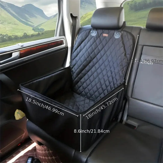 Quilted Waterproof Fabric Dog Car Seat Cover – Anti-Slip Pet Booster for Cars Trucks and SUVs