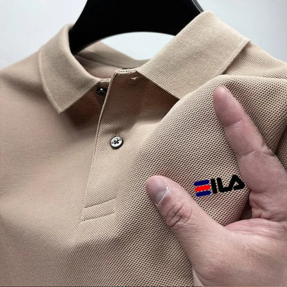 2025 Summer Men’s Embroidered Lapel Polo Shirt – Short Sleeve, Anti-Pilling, Casual Classic