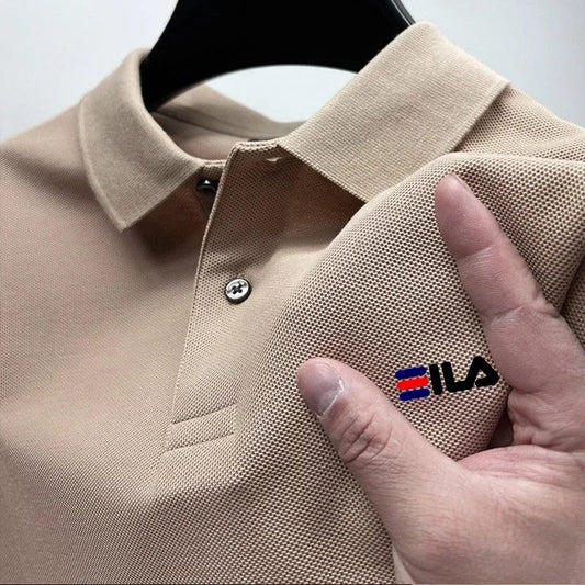 2025 Summer Men’s Embroidered Lapel Polo Shirt – Short Sleeve, Anti-Pilling, Casual Classic