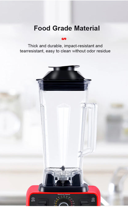 2000W Heavy-Duty Commercial Blender – High-Power Juicer and Food Processor for Ice, Smoothies, and Kitchen Use – BPA-Free