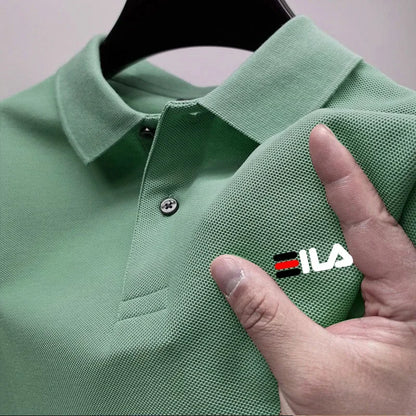 2025 Summer Men’s Embroidered Lapel Polo Shirt – Short Sleeve, Anti-Pilling, Casual Classic