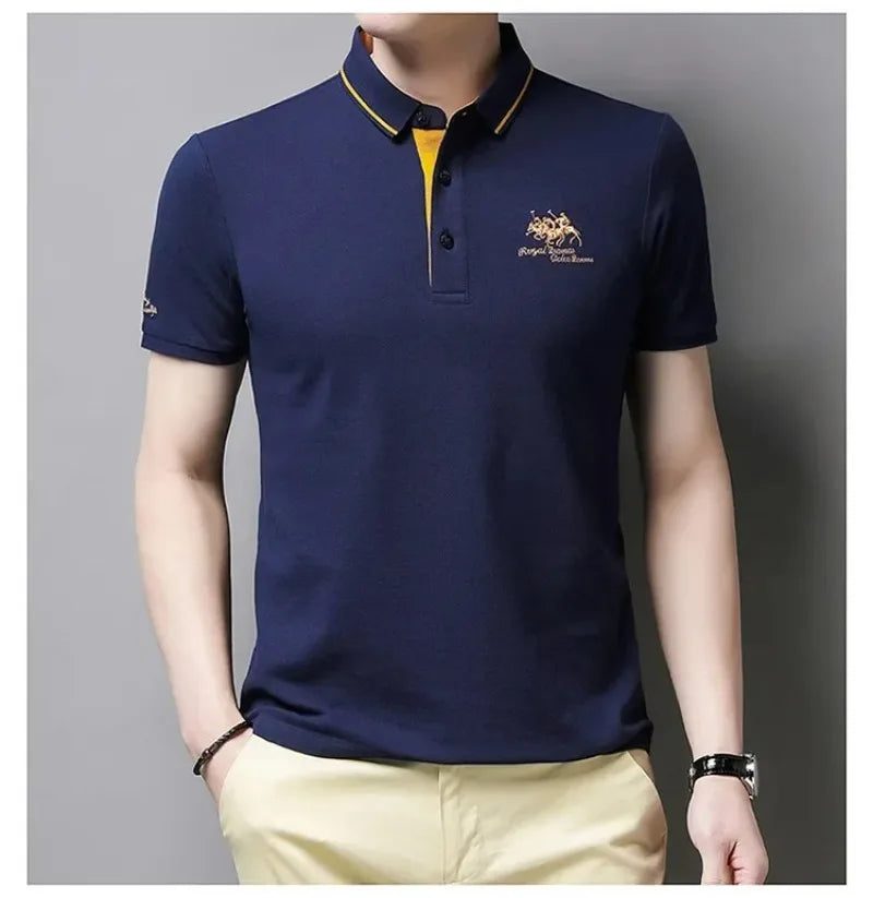Summer Men’s Embroidered Polo Shirt – Short Sleeve Luxury Casual Lapel T-Shirt, Breathable Lightweight Top