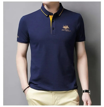 Summer Men’s Embroidered Polo Shirt – Short Sleeve Luxury Casual Lapel T-Shirt, Breathable Lightweight Top