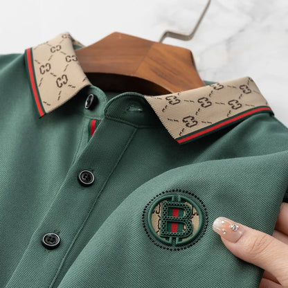 Men’s 2025 Ice Silk Embroidered Polo Shirt – Short Sleeve, High-End Breathable Summer T-Shirt