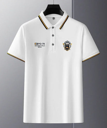 Men’s Embroidered Polo Shirt with Complimentary Wristwatch – Summer Short Sleeve Casual Set