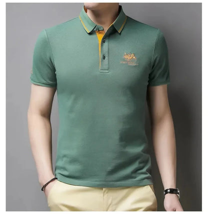 Summer Men’s Embroidered Polo Shirt – Short Sleeve Luxury Casual Lapel T-Shirt, Breathable Lightweight Top