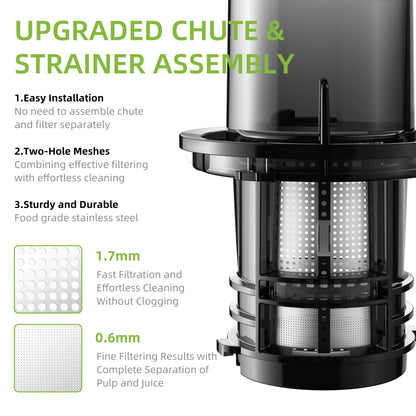 BioloMix Cold Press Juicer – 200W Slow Masticating Juice Extractor with 78mm Wide Feed Chute for Whole Fruits and Vegetables