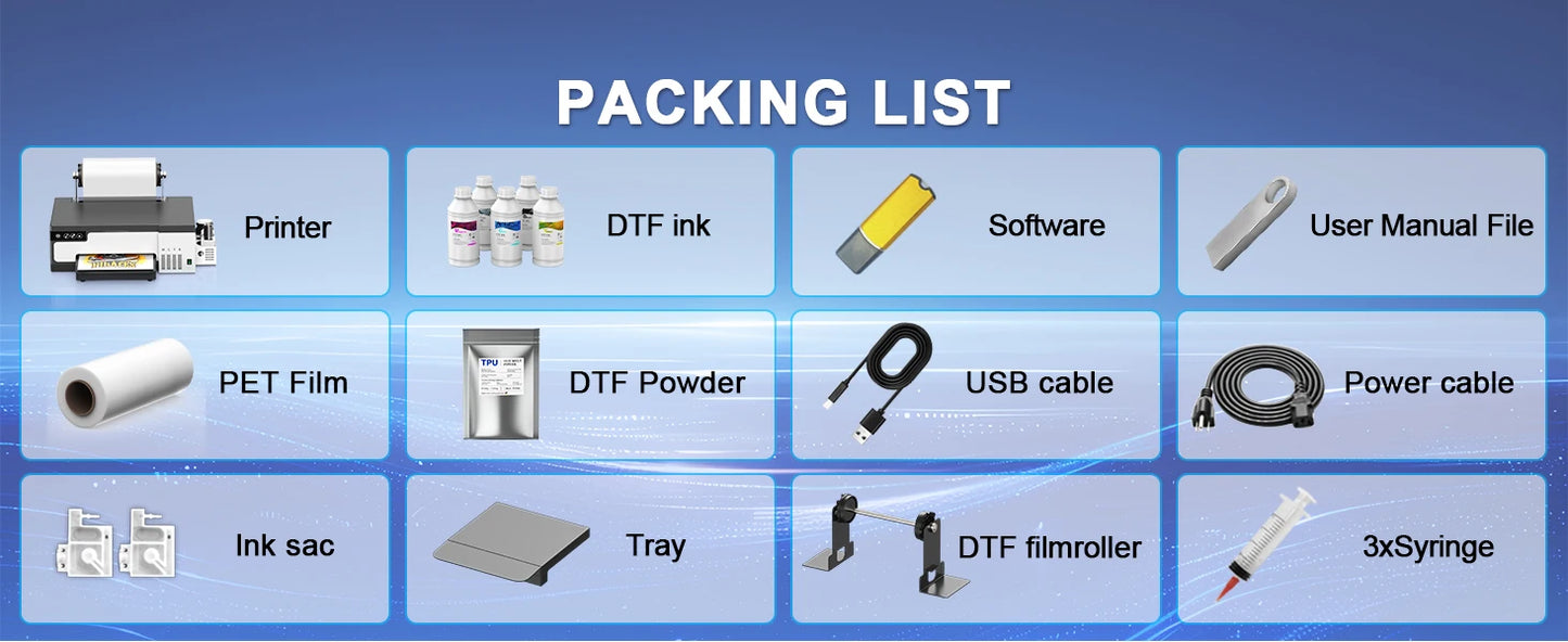 FlexiFilm XP600 DTF Printer Kit – 8.5"/13" A4/A3 Direct-to-Film Machine for T-Shirts & Apparel