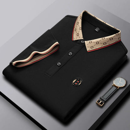 Men’s 2025 Ice Silk Embroidered Polo Shirt – Short Sleeve, High-End Breathable Summer T-Shirt
