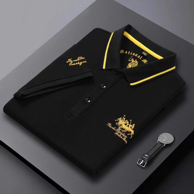 Summer Men’s Embroidered Polo Shirt – Short Sleeve Luxury Casual Lapel T-Shirt, Breathable Lightweight Top