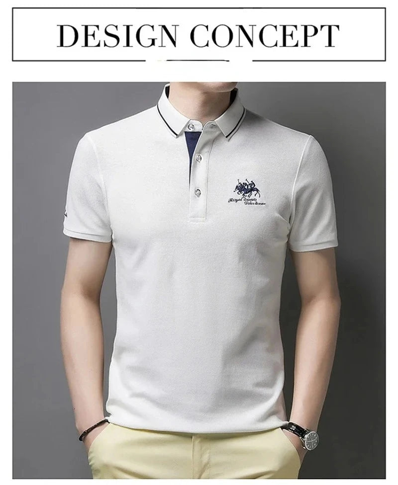 Summer Men’s Embroidered Polo Shirt – Short Sleeve Luxury Casual Lapel T-Shirt, Breathable Lightweight Top