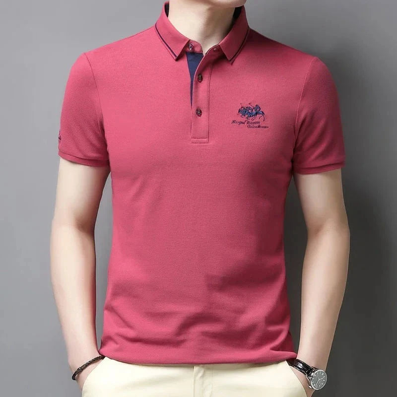 Summer Men’s Embroidered Polo Shirt – Short Sleeve Luxury Casual Lapel T-Shirt, Breathable Lightweight Top