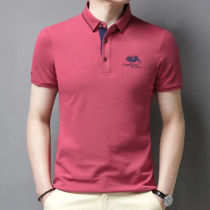 Summer Men’s Embroidered Polo Shirt – Short Sleeve Luxury Casual Lapel T-Shirt, Breathable Lightweight Top