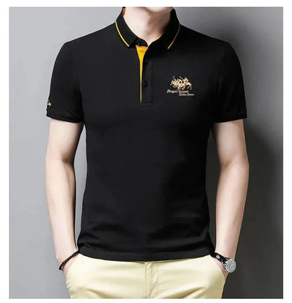 Summer Men’s Embroidered Polo Shirt – Short Sleeve Luxury Casual Lapel T-Shirt, Breathable Lightweight Top