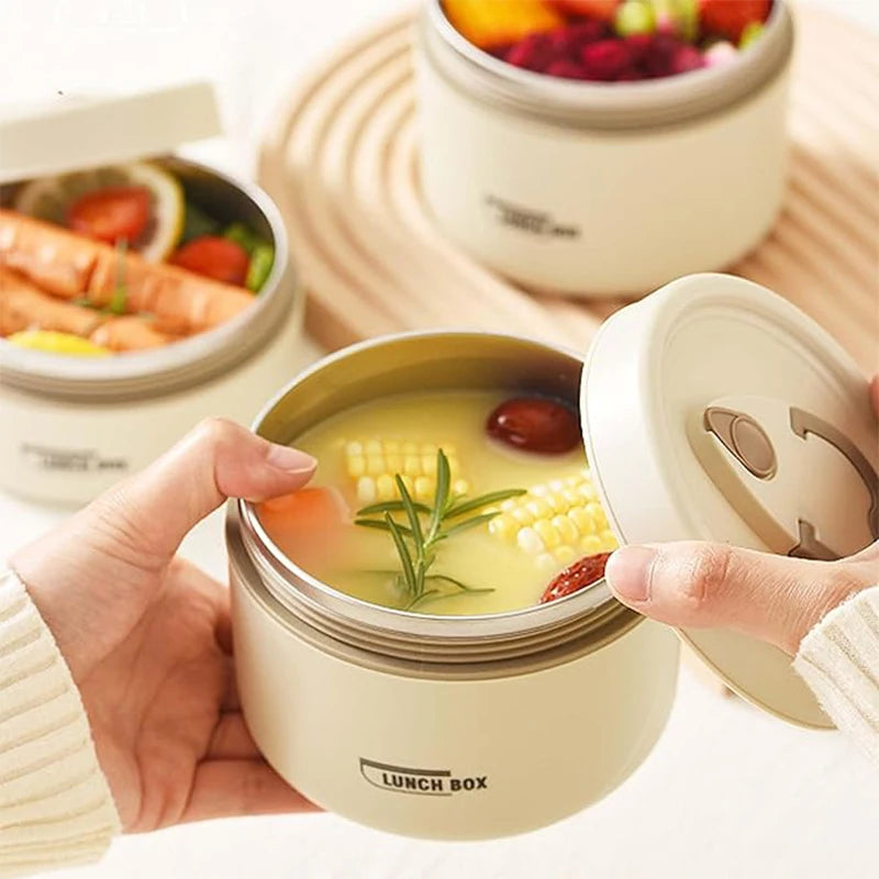 Portable Insulated Food Lunch Container Set – Thermal Lunch Box with 3 Stackable Compartments for Adults and Kids