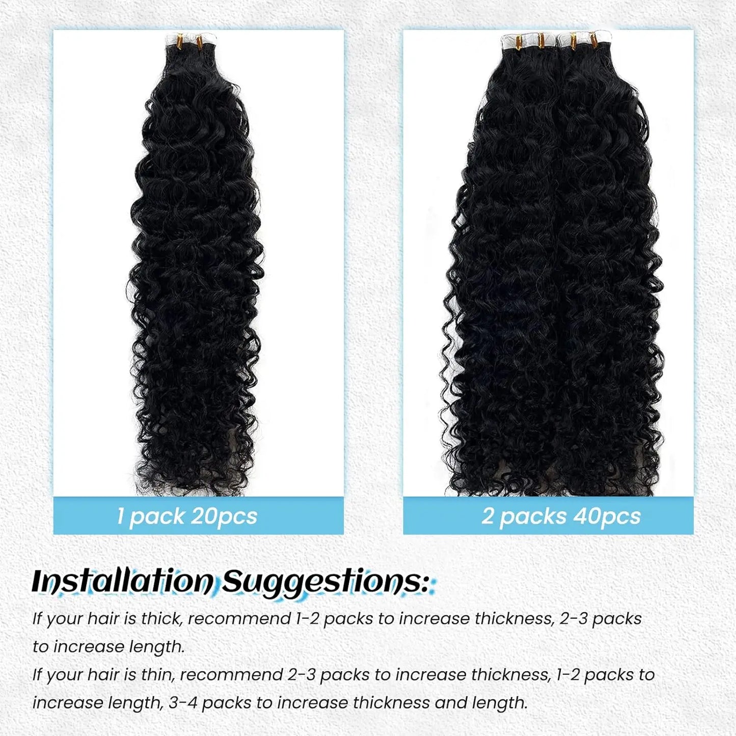 XBeauty SilkenWave™ Seamless Curl Extensions – 100% Real Brazilian Human Hair (Natural Black)