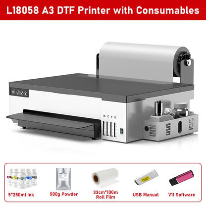 FlexiFilm XP600 DTF Printer Kit – 8.5"/13" A4/A3 Direct-to-Film Machine for T-Shirts & Apparel