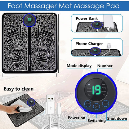 Electric Foot Massager Pad Muscle Stimulator for Pain Relief & Relaxation