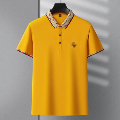Men’s 2025 Ice Silk Embroidered Polo Shirt – Short Sleeve, High-End Breathable Summer T-Shirt