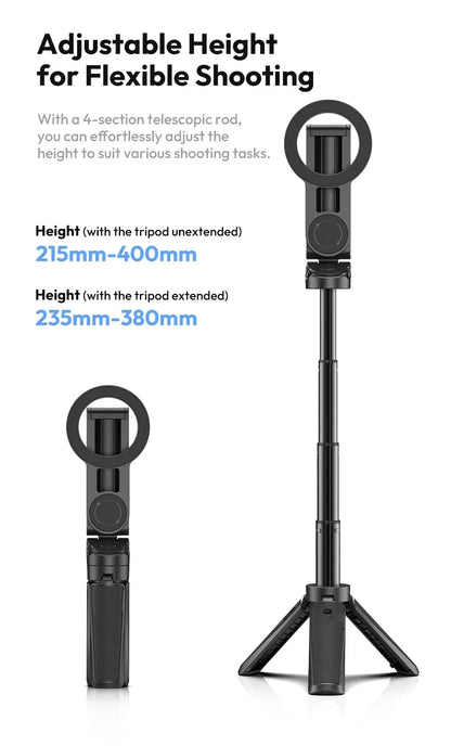 2026 Magnetic Selfie Stick Tripod with Remote – Extendable Phone Stand for iPhone, Samsung & Xiaomi