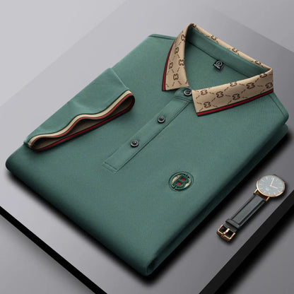 Men’s 2025 Ice Silk Embroidered Polo Shirt – Short Sleeve, High-End Breathable Summer T-Shirt