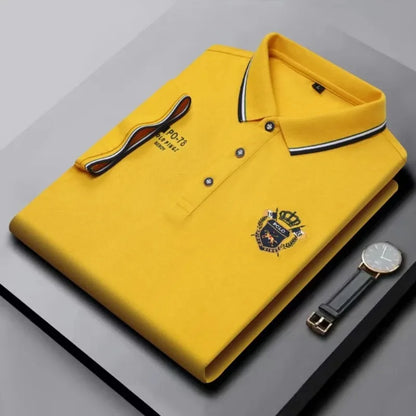 Men’s Embroidered Polo Shirt with Complimentary Wristwatch – Summer Short Sleeve Casual Set