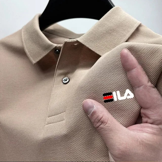 2025 Summer Men’s Embroidered Lapel Polo Shirt – Short Sleeve, Anti-Pilling, Casual Classic
