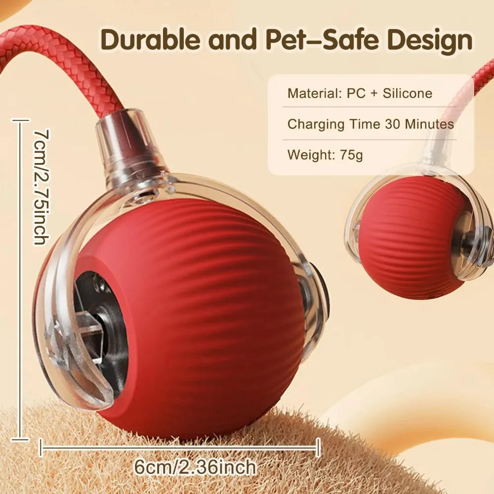 Rechargeable Cat Interactive Ball Toy – Auto Rolling Mouse with Tail"