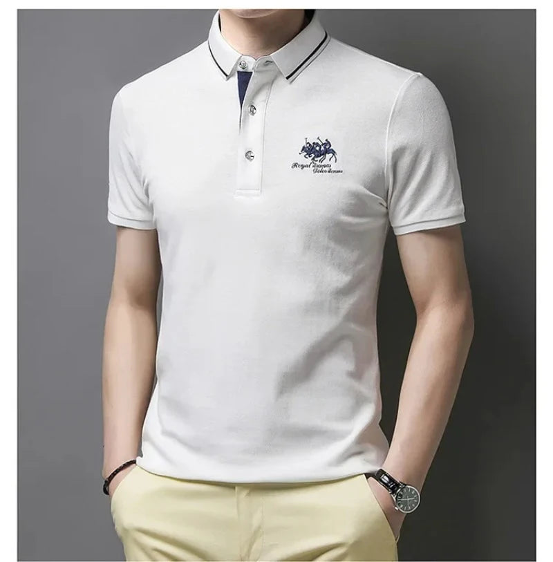 Summer Men’s Embroidered Polo Shirt – Short Sleeve Luxury Casual Lapel T-Shirt, Breathable Lightweight Top