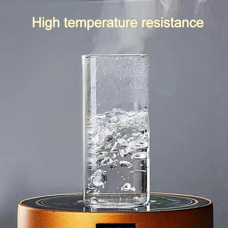 Square Heat Resistant Glass Cup with Lid and Straw – Transparent Coffee Milk Tea Juice Mug