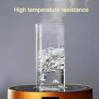Square Heat Resistant Glass Cup with Lid and Straw – Transparent Coffee Milk Tea Juice Mug