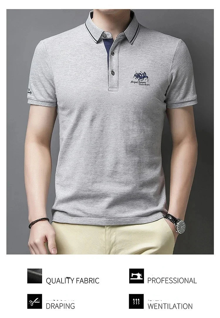 Summer Men’s Embroidered Polo Shirt – Short Sleeve Luxury Casual Lapel T-Shirt, Breathable Lightweight Top