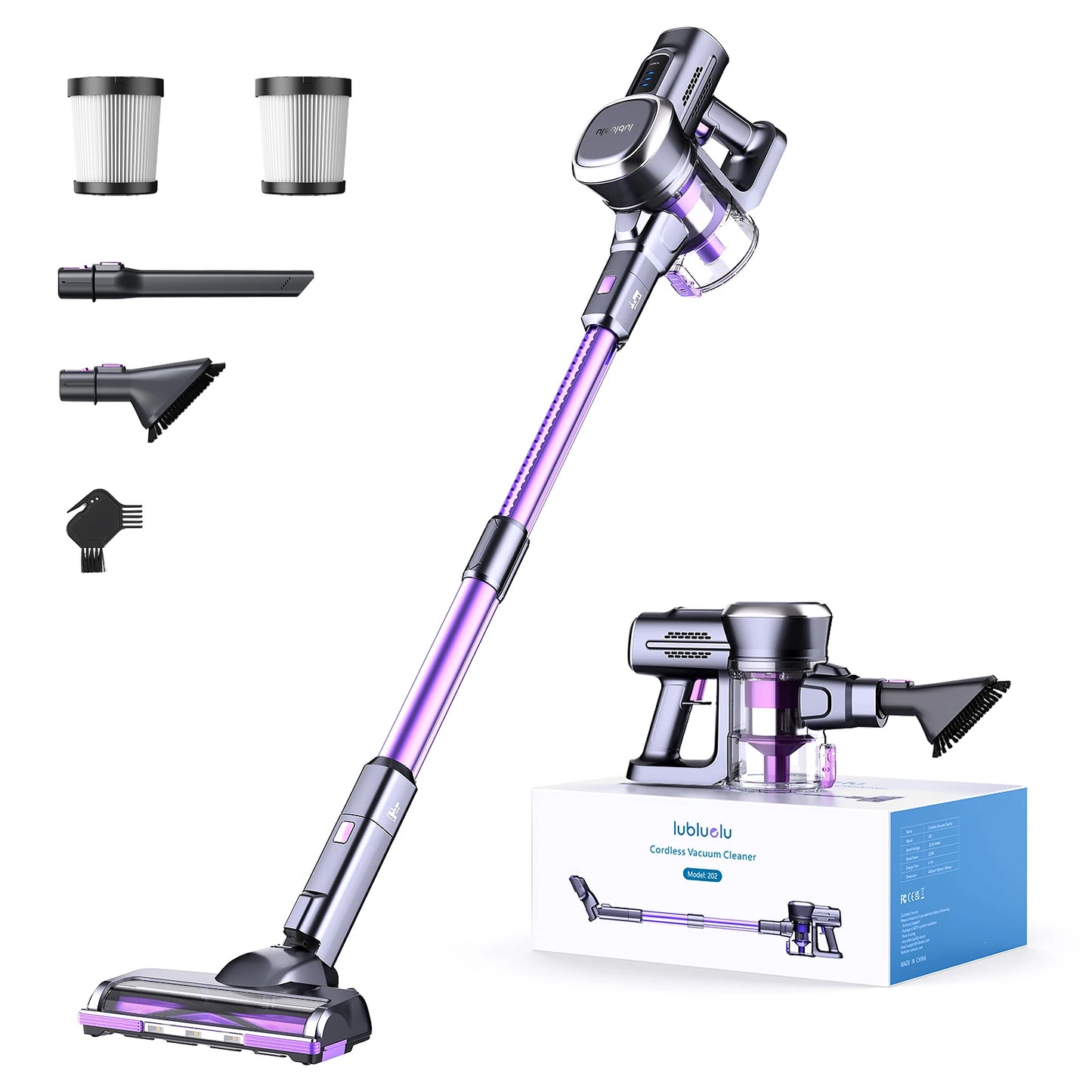 Lubluelu 25000Pa Free-Standing Vacuum Cleaner Powerful Cordless 6 In 1 Stick Vacuum Cleaner For Home Carpet Hard Floor Pet Hair