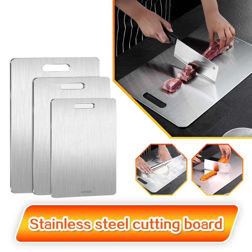 316 Stainless Steel Double-Sided Cutting Board – Durable Kitchen Chopping Block for Meat, Dough & Veggies