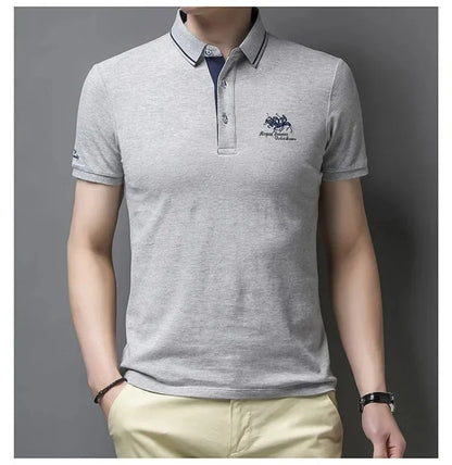 Summer Men’s Embroidered Polo Shirt – Short Sleeve Luxury Casual Lapel T-Shirt, Breathable Lightweight Top