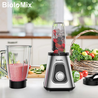 Powerful BioloMix 1300W Glass Blender – 1.5 L Jar & Personal Cup for Smoothies, Frozen Drinks and Sauces