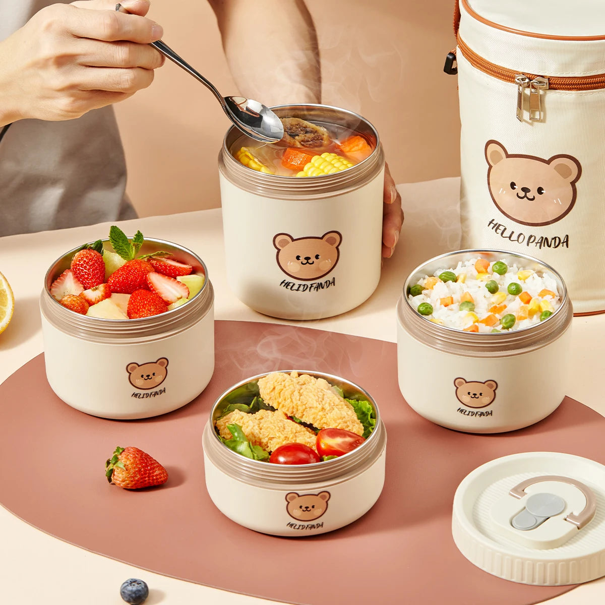 Stainless Steel Thermal Bento Lunch Box Large Capacity Insulated Food Container