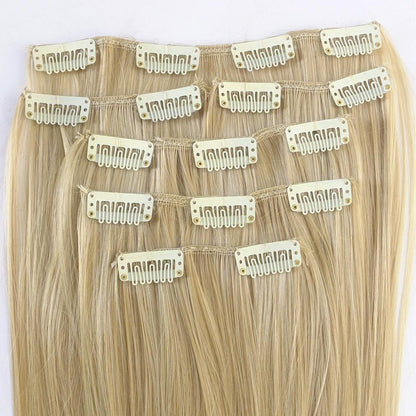 Straight Clip-In Hair Extensions – 55cm-60cm Heat-Resistant Fiber